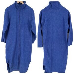Vintage Womens Hampton House Blue Full Zip High Neck Robe House Coat Size Small
